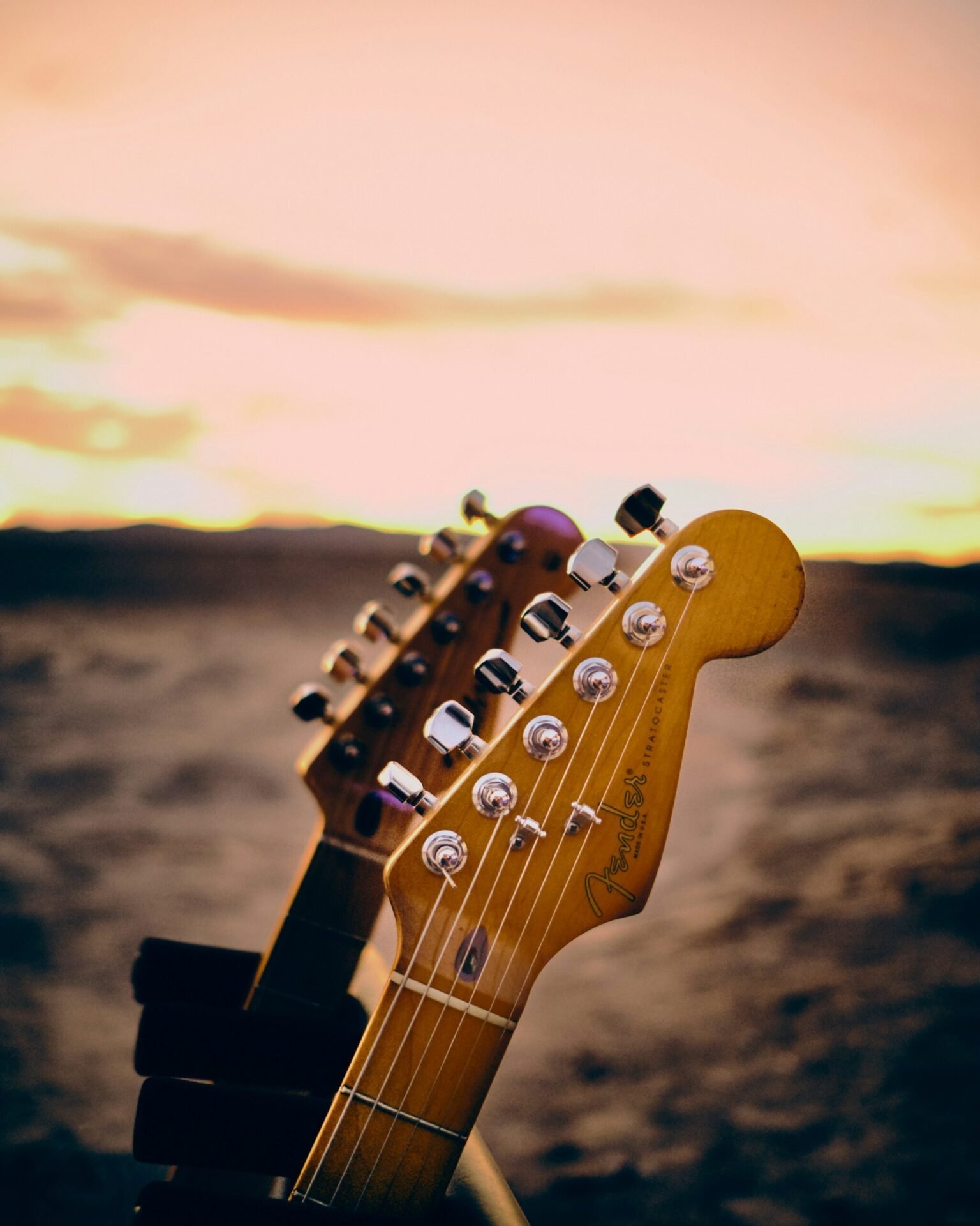 brown and black electric guitar